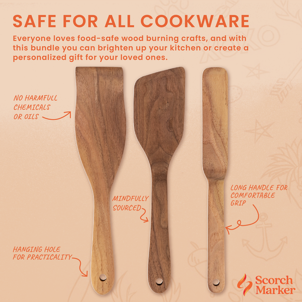 Walnut Spatula (Set of 3) - Scorch Marker