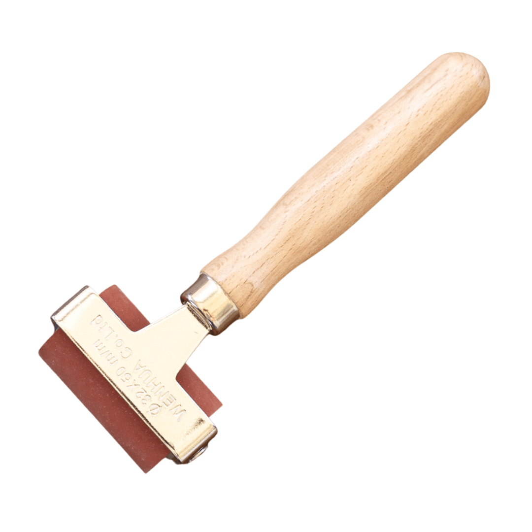 Scorch Marker brayer roller with wood handle and red rubber roller