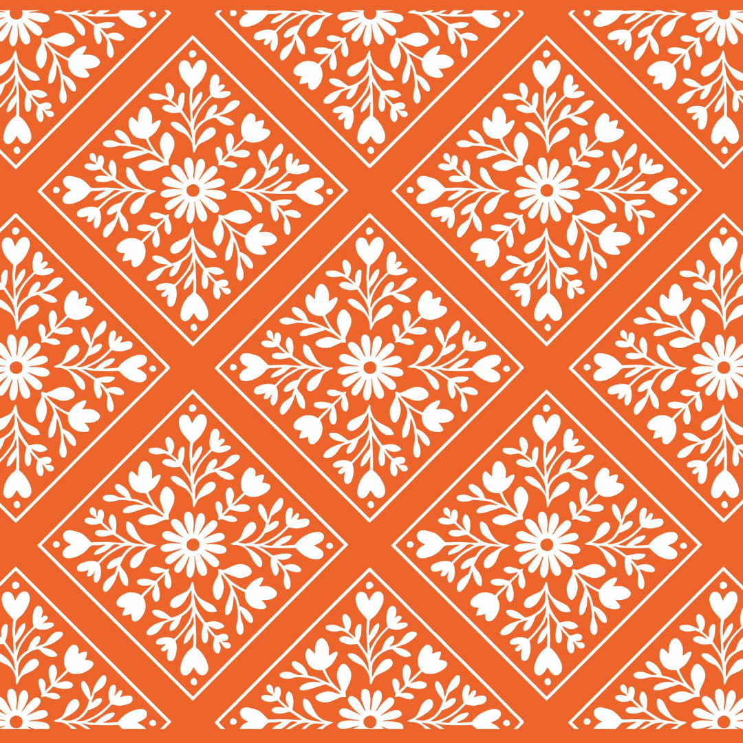 Heritage Flower Tiles Mesh Stencil - Reusable & Adhesive (8.5x11")