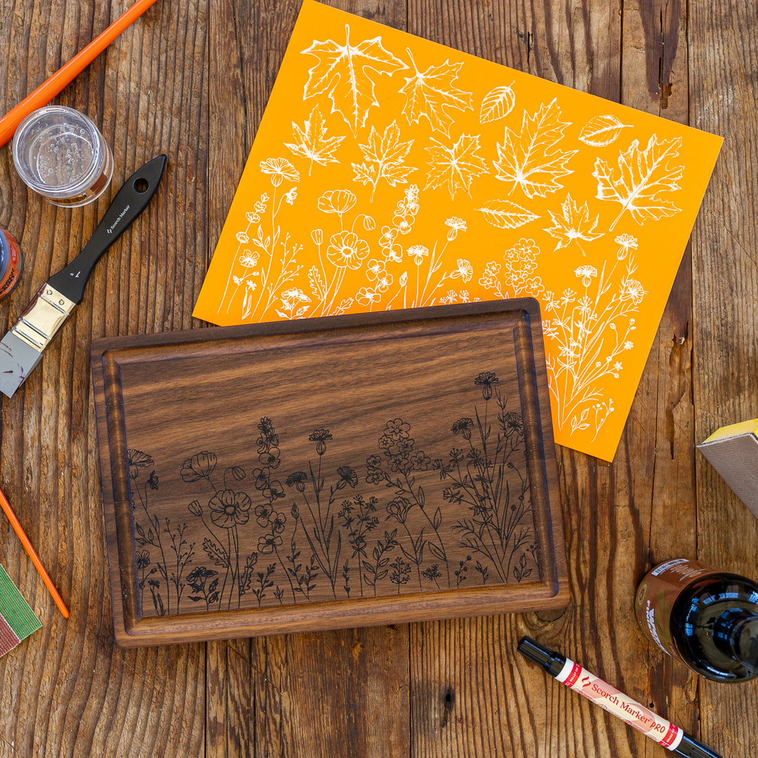 Wildflowers & Leaves Cutting Board Kit