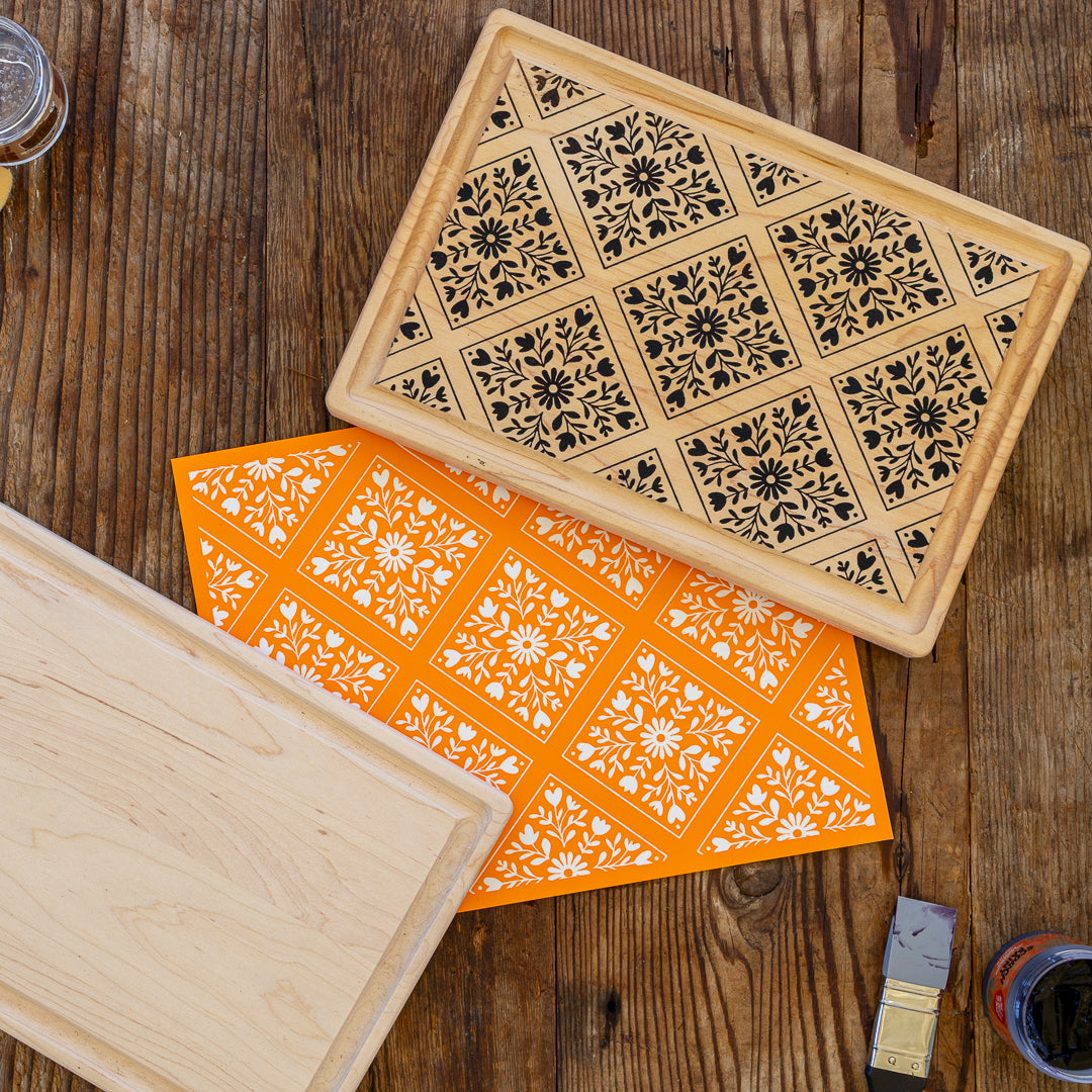 Heritage Flower Tiles Cutting Board Kit