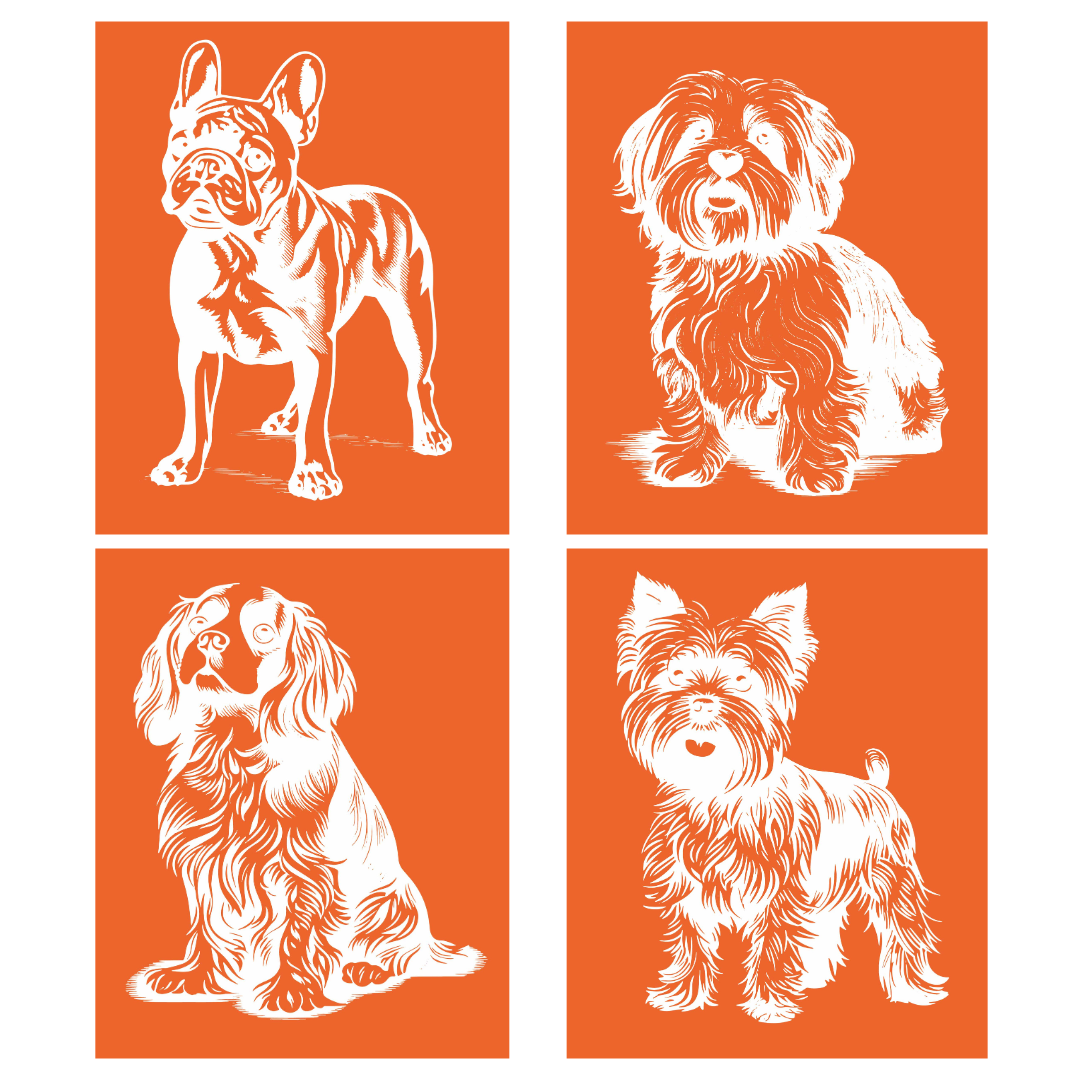 Dog Pack Bundle - Silkscreen Mesh Stencil (4 pack)
