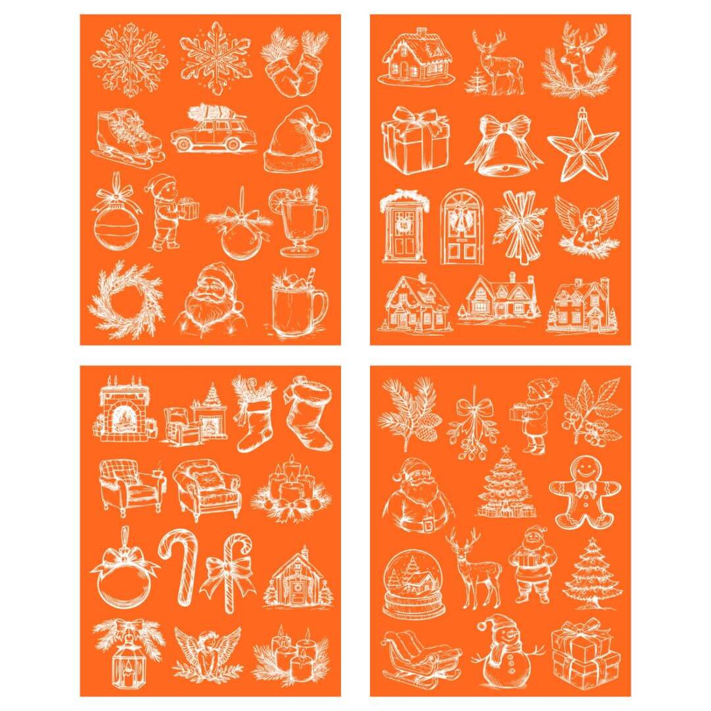 54 Christmas Designs - Silkscreen Mesh Stencils (4 pack)