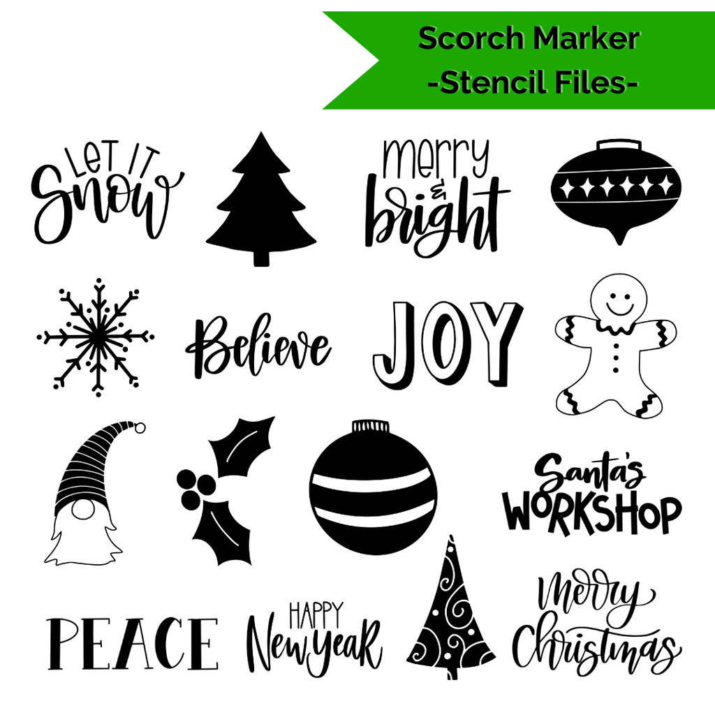 Christmas Stencil Pack - removable vinyl, weeded, precut with transfer  paper - Scorch Marker